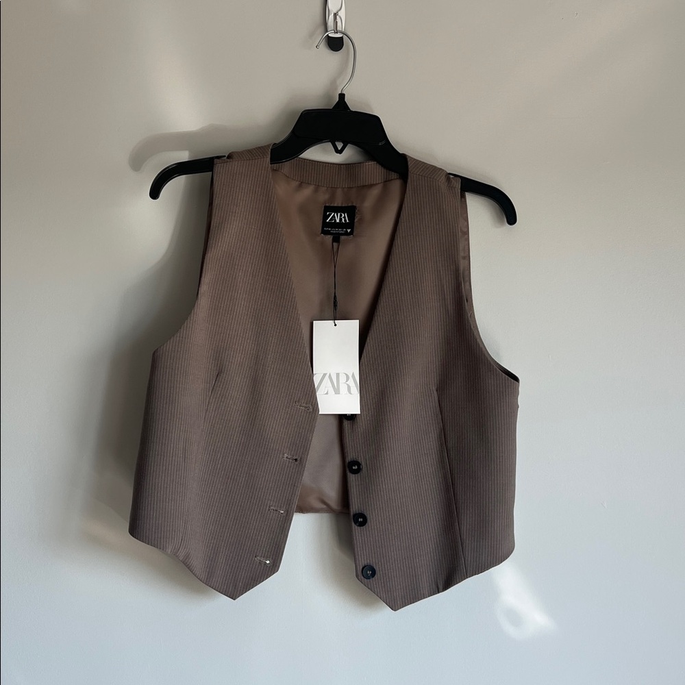 Zara Light Gray Pinstripe Vest